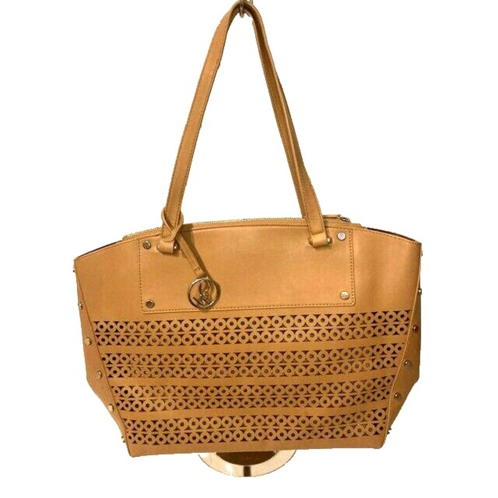 Nine West Camel Tan Cutout Large Cutout Shoulder Tote Oversize Bag